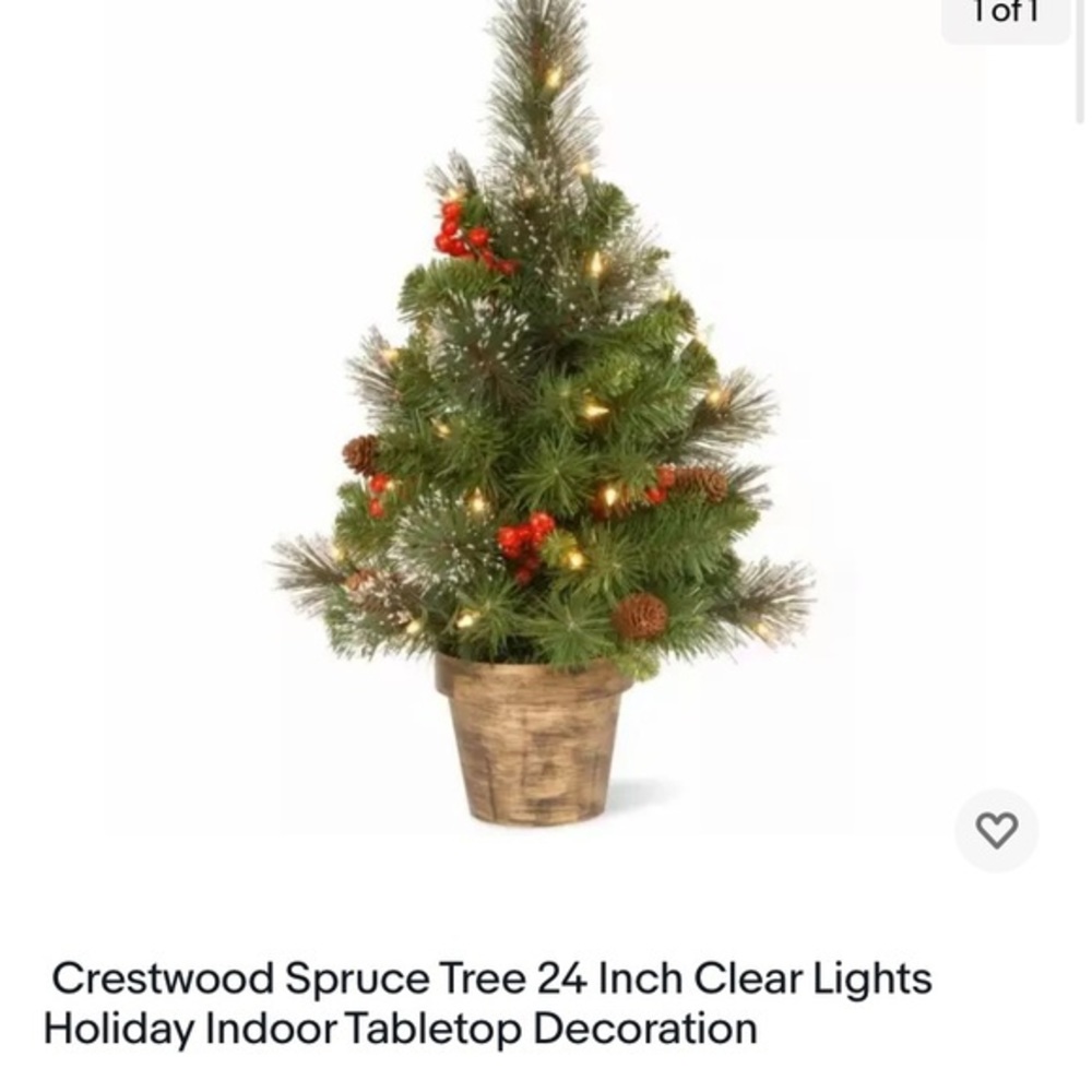 Crestwood Spruce Tree 24 Inch Clear Lights Holiday Indoor Tabletop Decoration